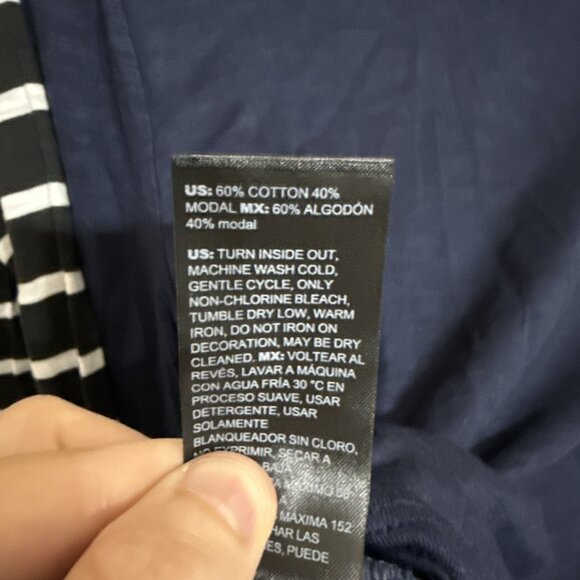 NWT! 2 White House Black Market Navy & Stripe Buttons Long Sleeve Rib Tee XS! - Picture 8 of 8